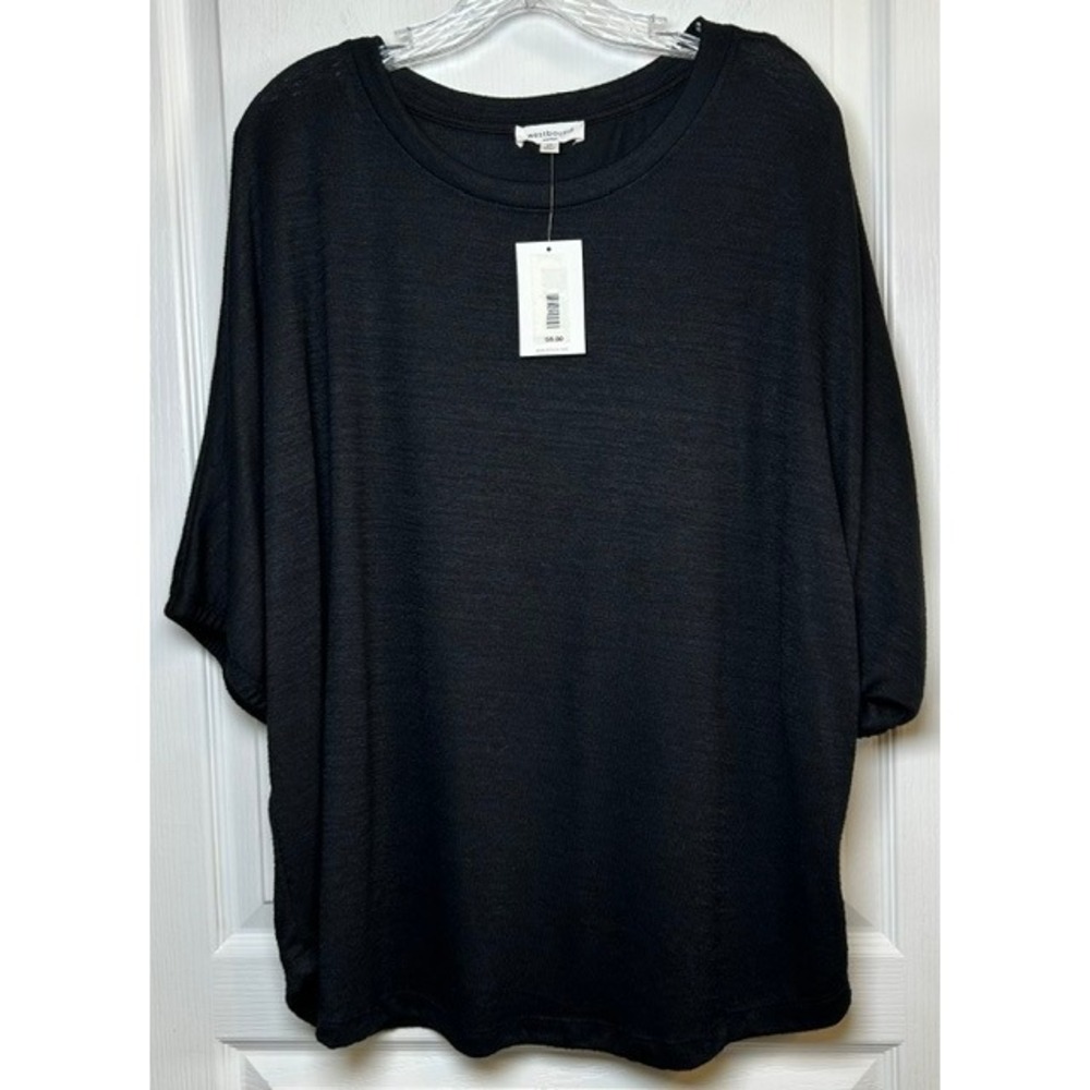 NWT Westbound Women's Black Crewneck Short Sleeve Blouse 1X $59